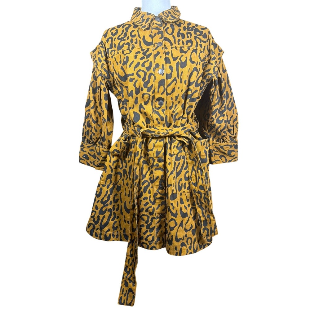 Future Collective Jacket Womens 10 Kahlana Barfield Brown Yellow Leopard NEW